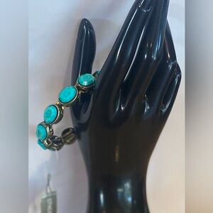 Chico’s boho western faux turquoise blue magnetic clasp Lindy bracelet